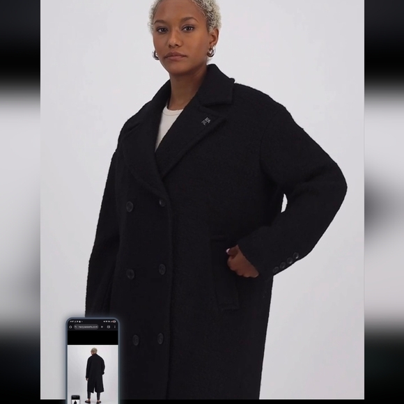 KARL LAGERFELD PARIS  double-breasted overcoat Size L - Picture 5 of 5